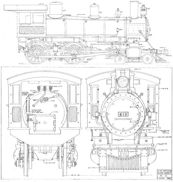 Allen Models American 4-4-0 Erection Drawing